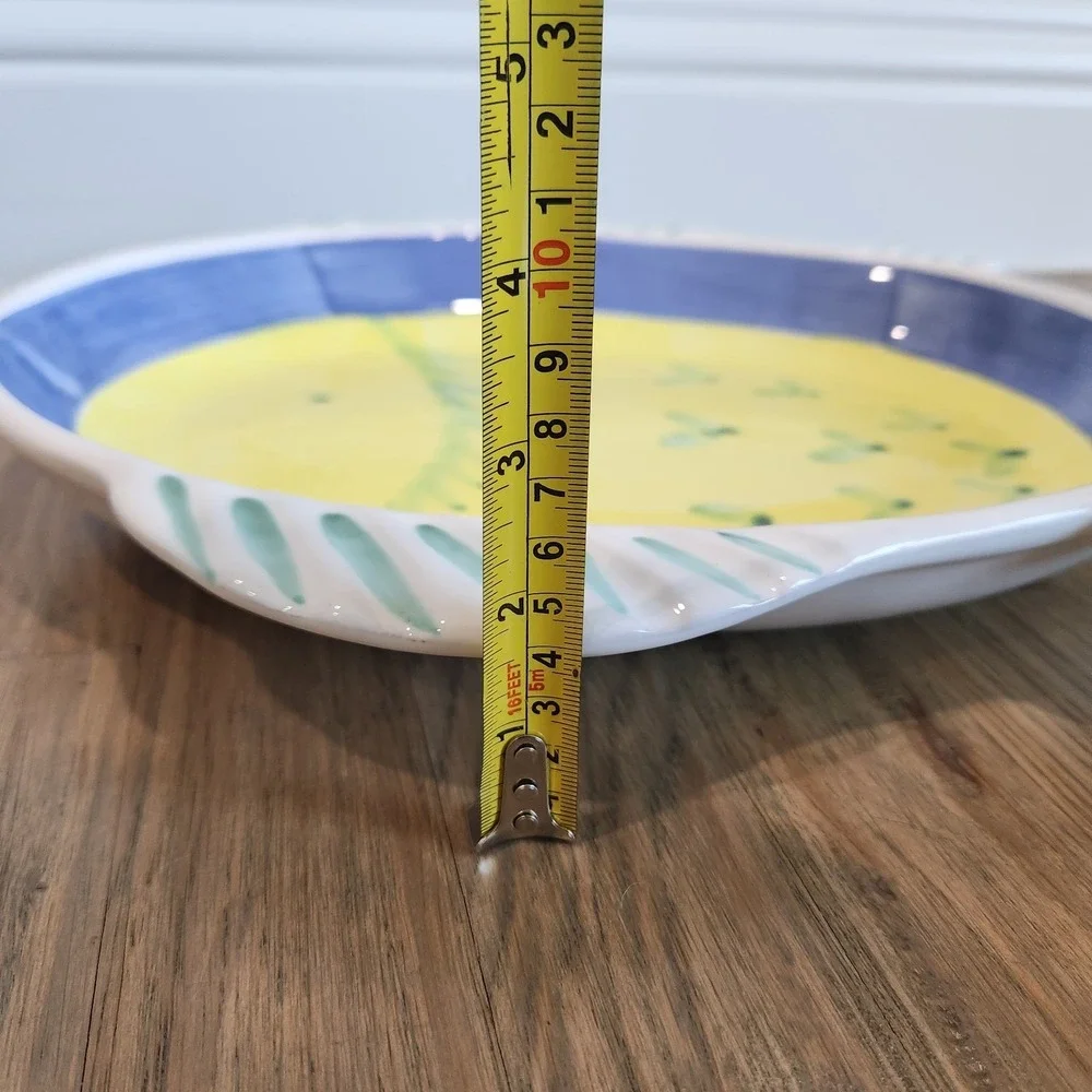 Caleca Greco Hand Painted Italy Fish Shaped Server Platter Marina Yellow Blue
